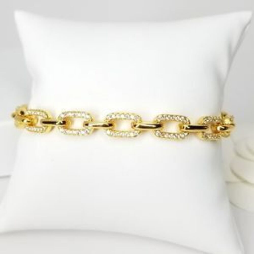 NWT 18K Gold Links Micro Pave CZ Bracelet NEW